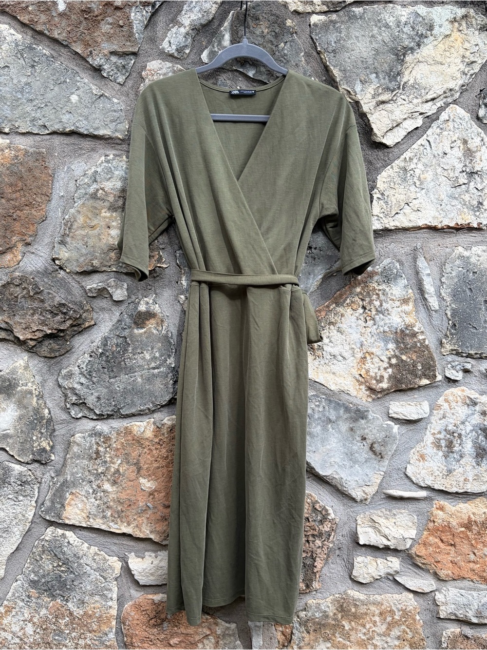 ZARA army green world traveler sophisticate dress SMALL Excellent